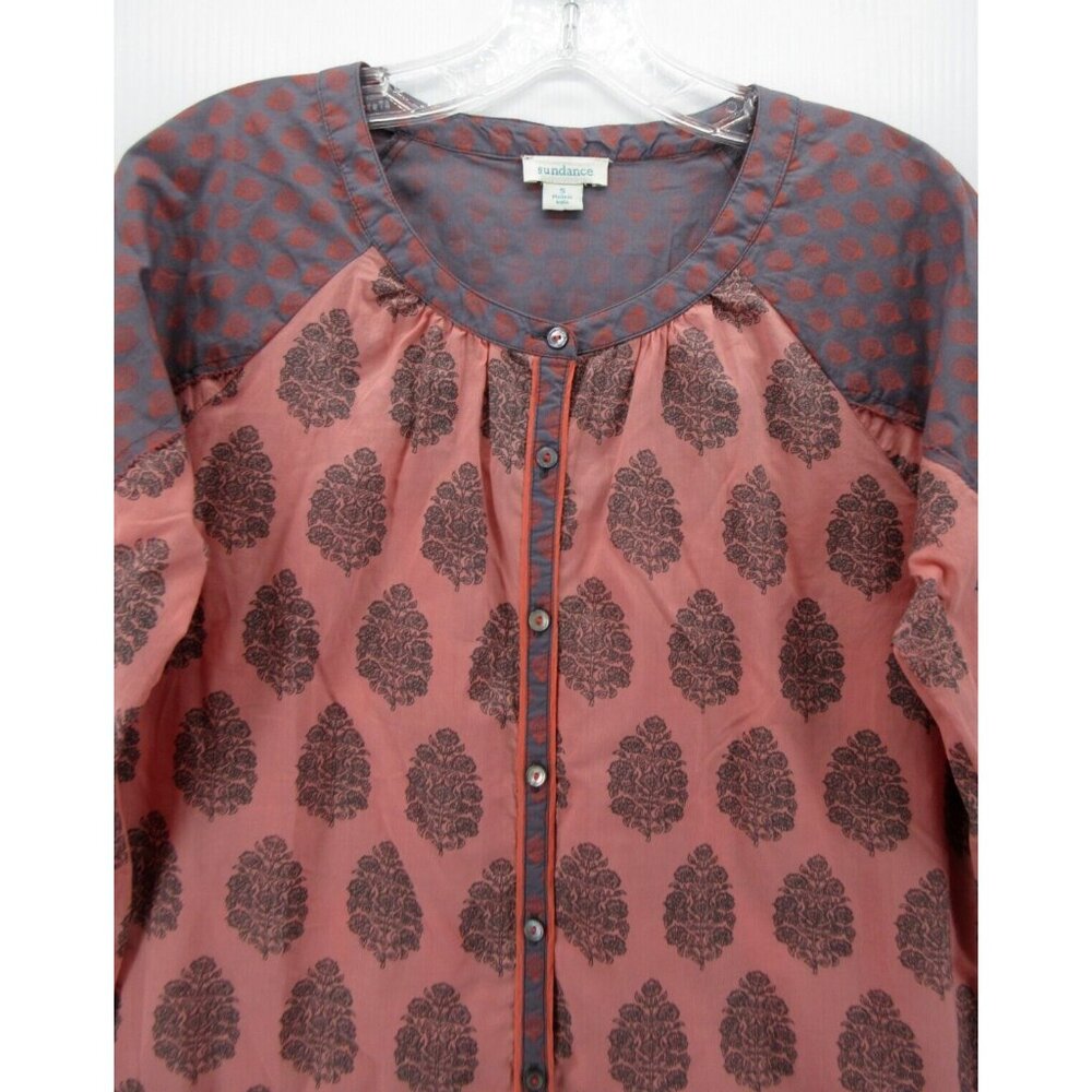 Sundance Top Small Button Down Blouse Floral Boho… - image 2